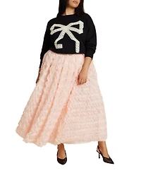 Eloquii Women's Textured Ruffle Maxi Full Skirt