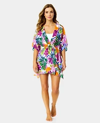 Anne Cole Women's Printed Tie Front Kaftan