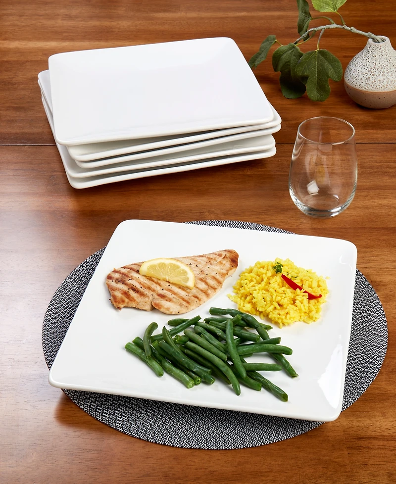 Tabletops Gallery Contemporary Square Dinner Plates, Set of 6, Service For 6