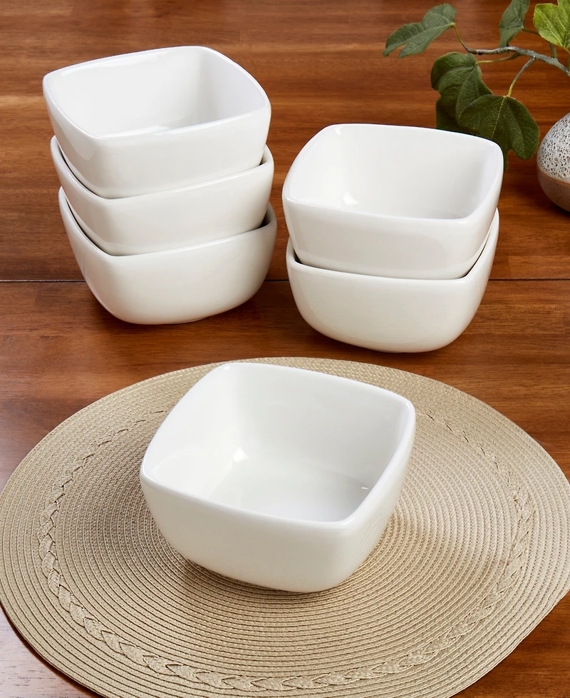 Tabletops Gallery Classic Square Cereal Bowls, Set of 6, Service For 6