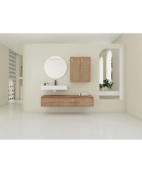 Streamdale 60" Wall-Mount Vanity, Resin Sink, 2 Cabinets, 3 Soft-Close Drawers