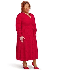 Kasper Women's Soft V-Neck Tiered Midi Dress