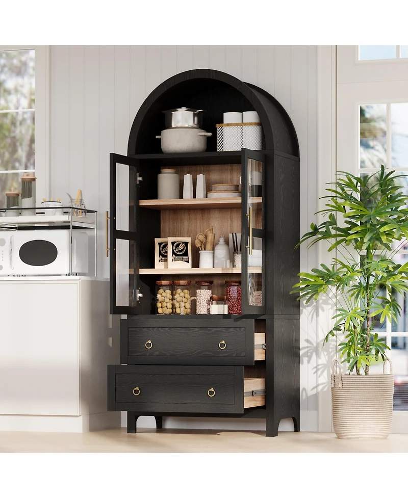 Streamdale 71" Arched Kitchen Pantry Cabinet