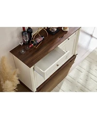 Streamdale Farmhouse Kitchen Storage Cabinet, Roman Column Coffee Bar/Wine Cooler