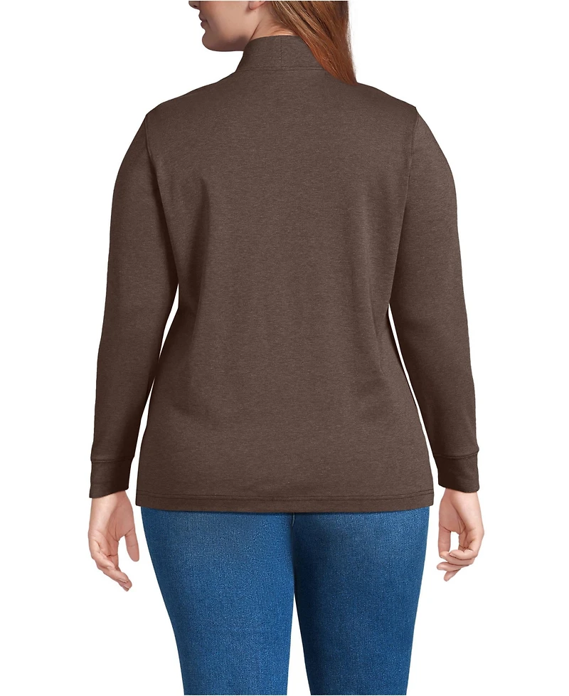 Lands' End Plus Relaxed Cotton Long Sleeve Mock Turtleneck