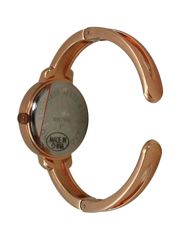 Olivia Pratt Rose Gold Metallic Round Face Bangle Women Watch