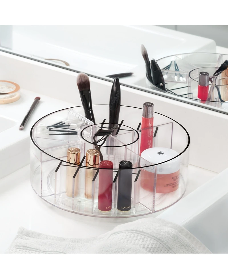 iDesign Rotating Makeup Organizer with Dividers - Clear
