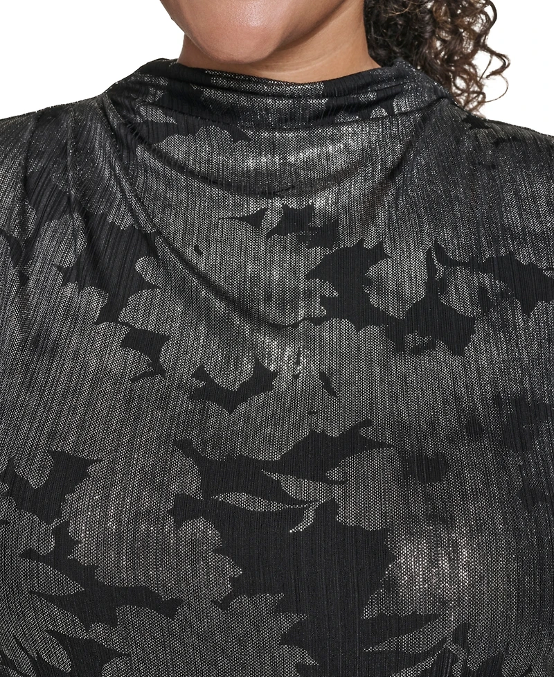 Calvin Klein Plus Novelty Printed Ruched Top