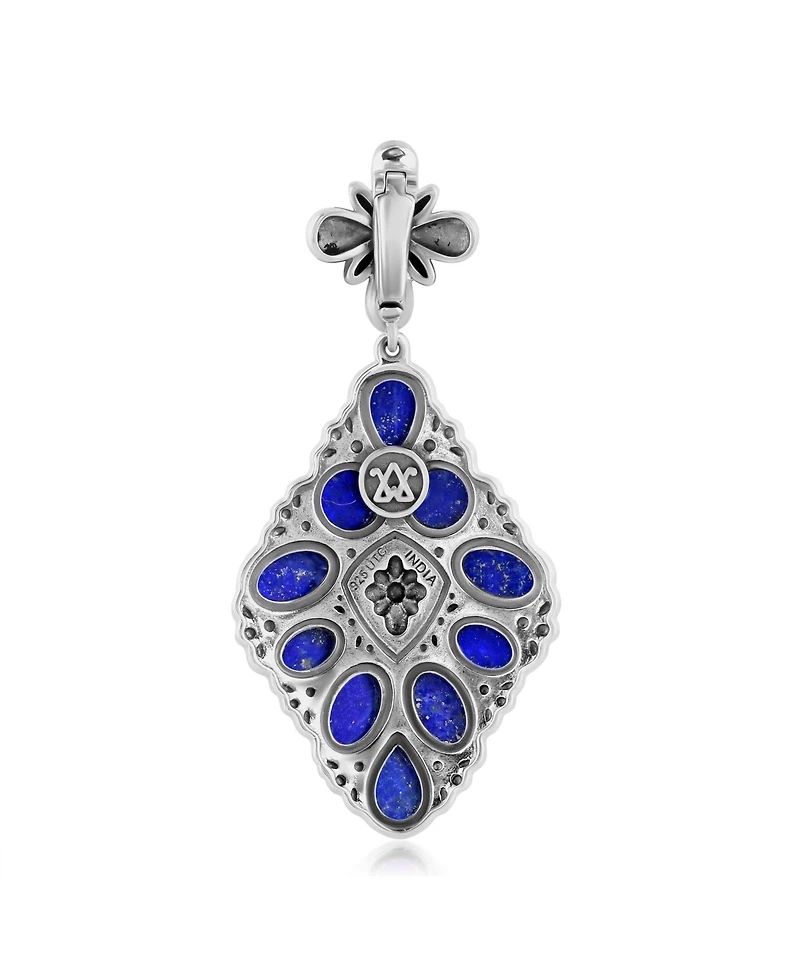 American West Jewelry Sterling Silver Lapis Diamond Shaped Cluster Pendant Enhancer