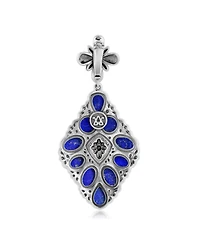 American West Jewelry Sterling Silver Lapis Diamond Shaped Cluster Pendant Enhancer