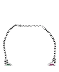 American West Jewelry Sterling Silver Ruby Zoisite Pear-Cut Squash Blossom Necklace, 17 to 20 Inches