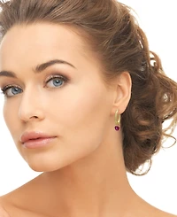 Macy's Lab Grown White Sapphire (1.3 ct. t.w.), Pink Sapphire (1 ct. t.w.) and Ruby (2 ct. t.w.) Interchangeable Hoop Earrings in 14k Gold over Sterli