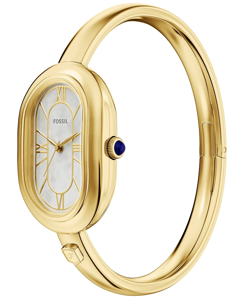 Fossil Women's Sloan Three-Hand Gold-Tone Stainless Steel Bangle Watch, 25mm