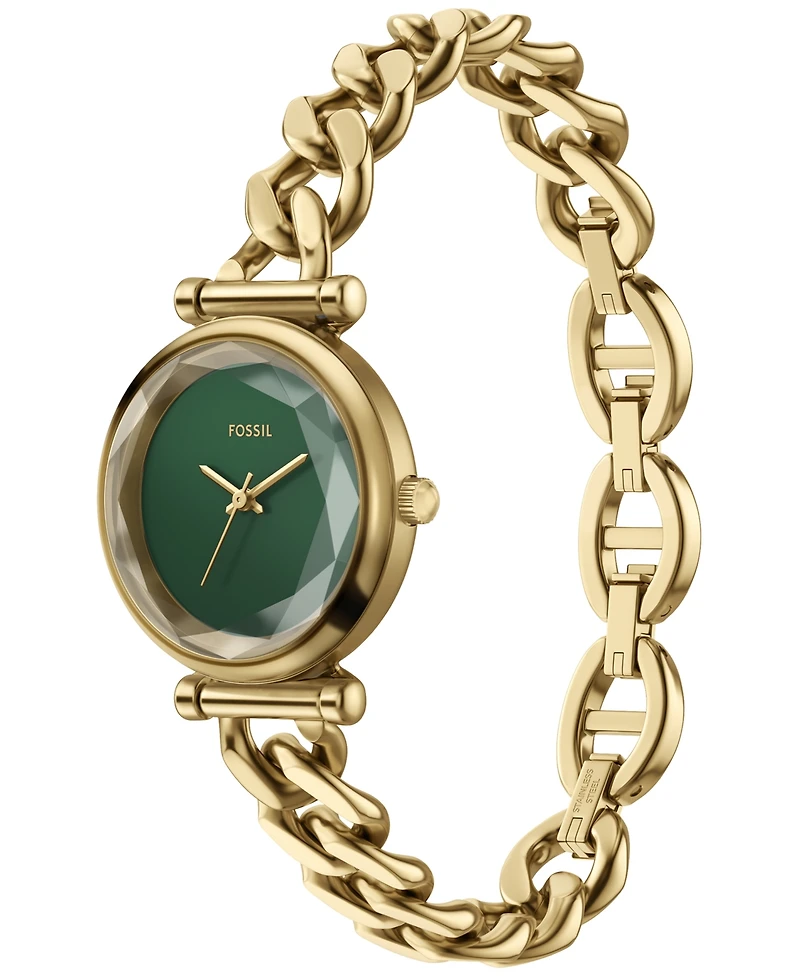 Fossil Women's Carlie Three-Hand Gold-Tone Stainless Steel Watch, 28mm