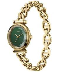 Fossil Women's Carlie Three-Hand Gold-Tone Stainless Steel Watch, 28mm