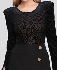 Avec Les Filles Women's Long Sleeve Bodysuit Top