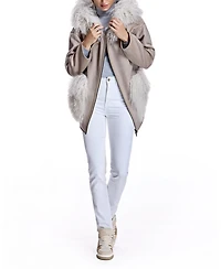 Julia & Stella by Maximilian Women's Reversible Woolblend Jacket with Mongolian Trim
