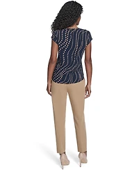 Tommy Hilfiger Women's Cascade Dot Cap Sleeve V-Neck Top