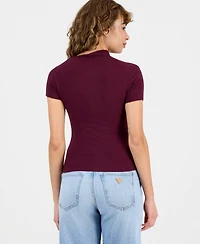 Guess Women's Short-Sleeve Asymmetric-Neck Damiana Top