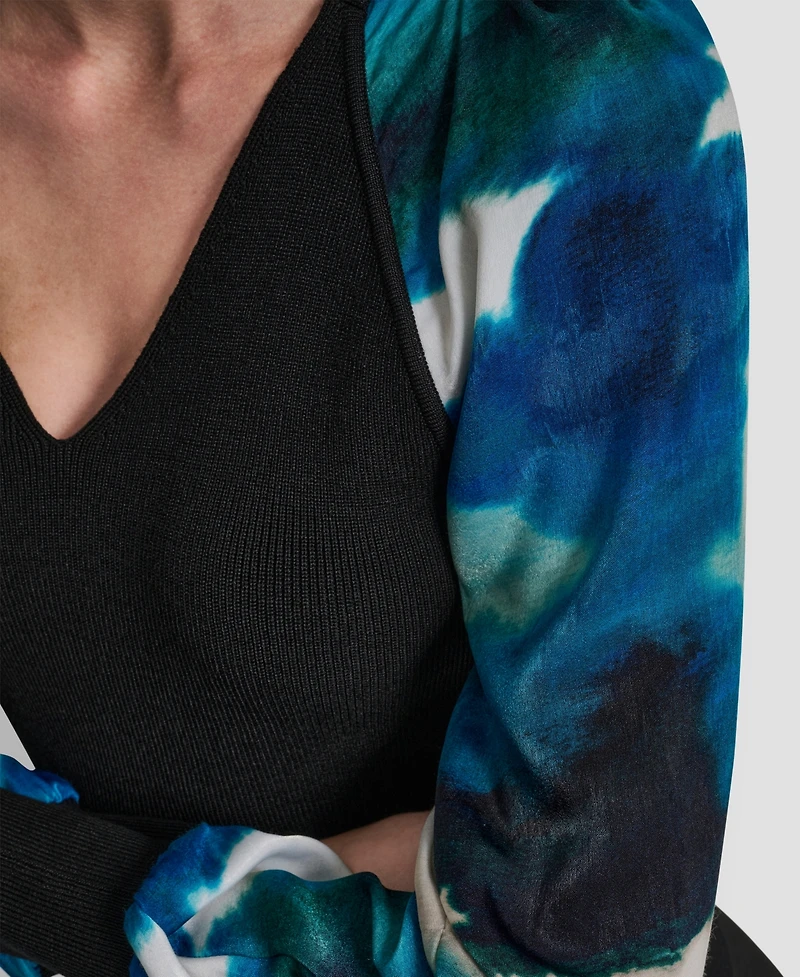 Dkny Women's Long Sleeve V-Neck Top