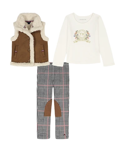 Tommy Hilfiger Girls Toddler 2T-4T 3-Piece T-Shirt, Vest and Leggings Set