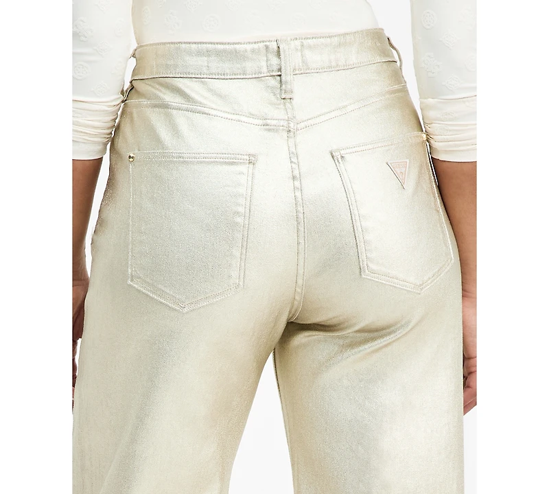 Guess Women's Foil High-Rise Wide-Leg Jeans