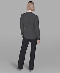 Karl Lagerfeld Paris Women's Long-Sleeve Blouse Top