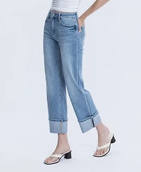 Flying Monkey Women's High Rise Slim Wide Leg Jeans