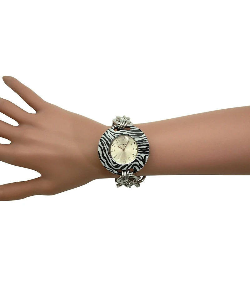 Olivia Pratt Zebra Bracelet Big Face Women Watch