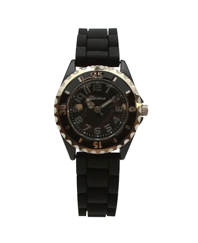 Olivia Pratt Black Solid Color Silicone Strap Casual Women Watch