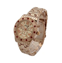 Olivia PrattRosegold Women's Red Rhinestone Detail Boyfriend Metal Watch