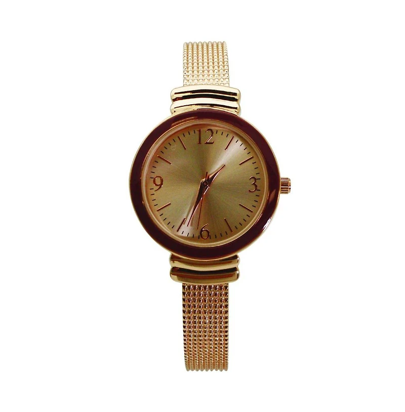 Olivia Pratt Rose Gold Red Olivia Pratt Every Day Textured Metal Bangle Watch