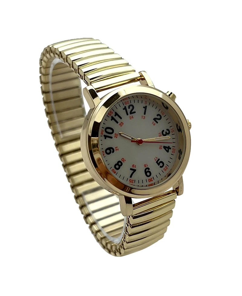 Olivia Pratt Gold Stretch Band Easy Read Nurse Watch with Second Hand Women Watch