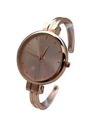 Olivia Pratt Rose Gold Big Face Minimalist Bezel Bangle Women Watch