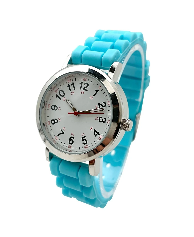 Olivia Pratt Turquoise Easy Read Medical Professionals Silicone Band Women Watch