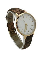 Olivia Pratt Bronze Snake Print Leather Strap Watch