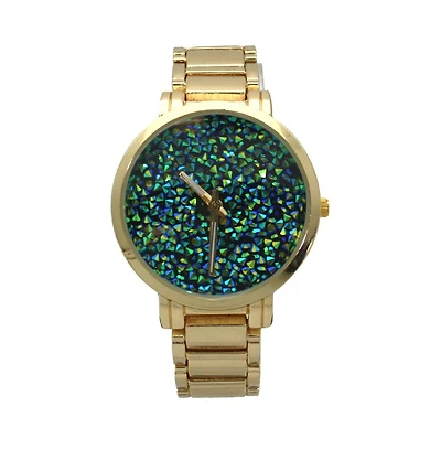 Olivia Pratt Teal Gold Sparkling Face Women Watch