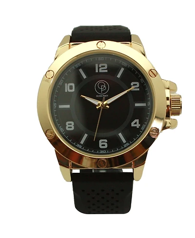 Olivia Pratt Black Gold Three-Hand Silicone Band Men Watch