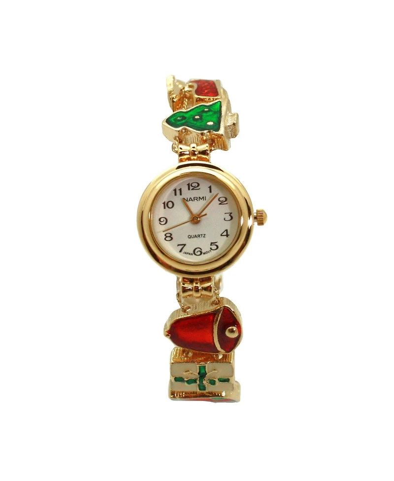 Olivia Pratt Gold Delicate Christmas Themed Women Bracelet Watch