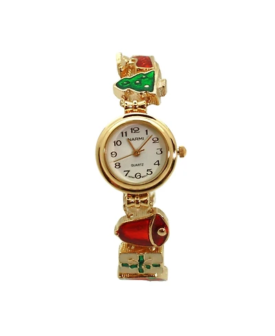Olivia Pratt Gold Delicate Christmas Themed Women Bracelet Watch