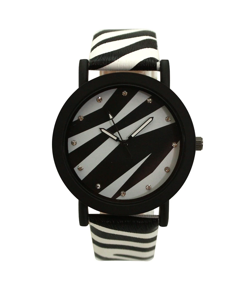 Olivia Pratt White Zebra Colorful Strap Women Watch