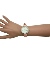 Olivia Pratt Orange Stripped Pastel Colors Faux Leather Women Watch