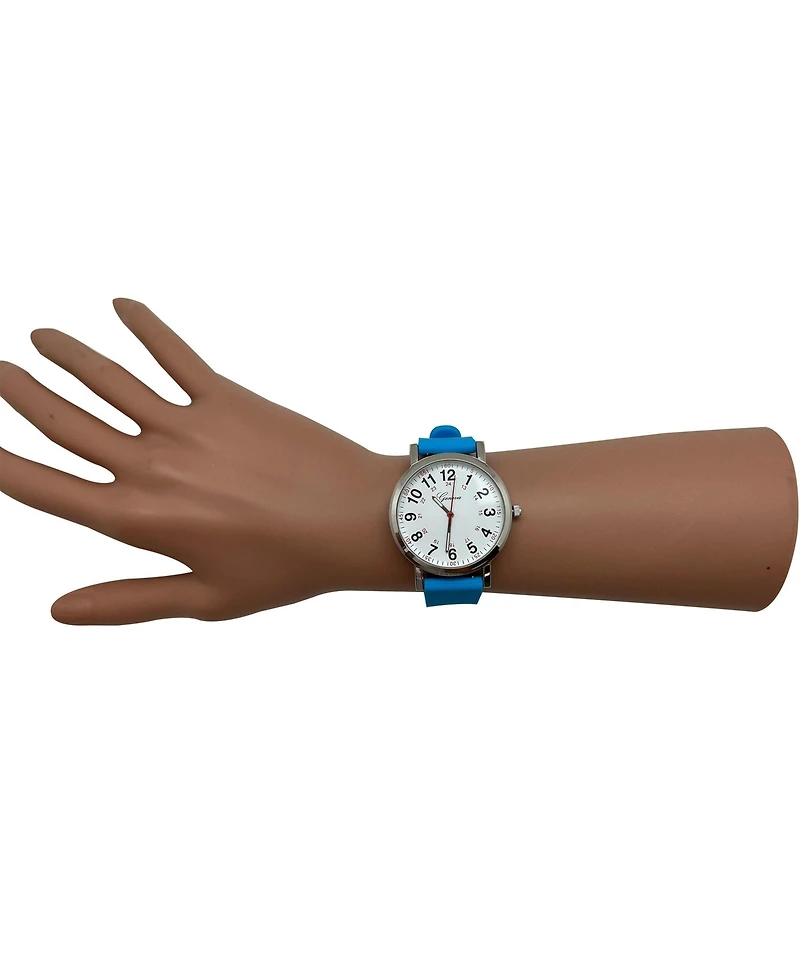 Olivia Pratt Turquoise Easy-Read Nurse Watch with Silicone Band Women Watch