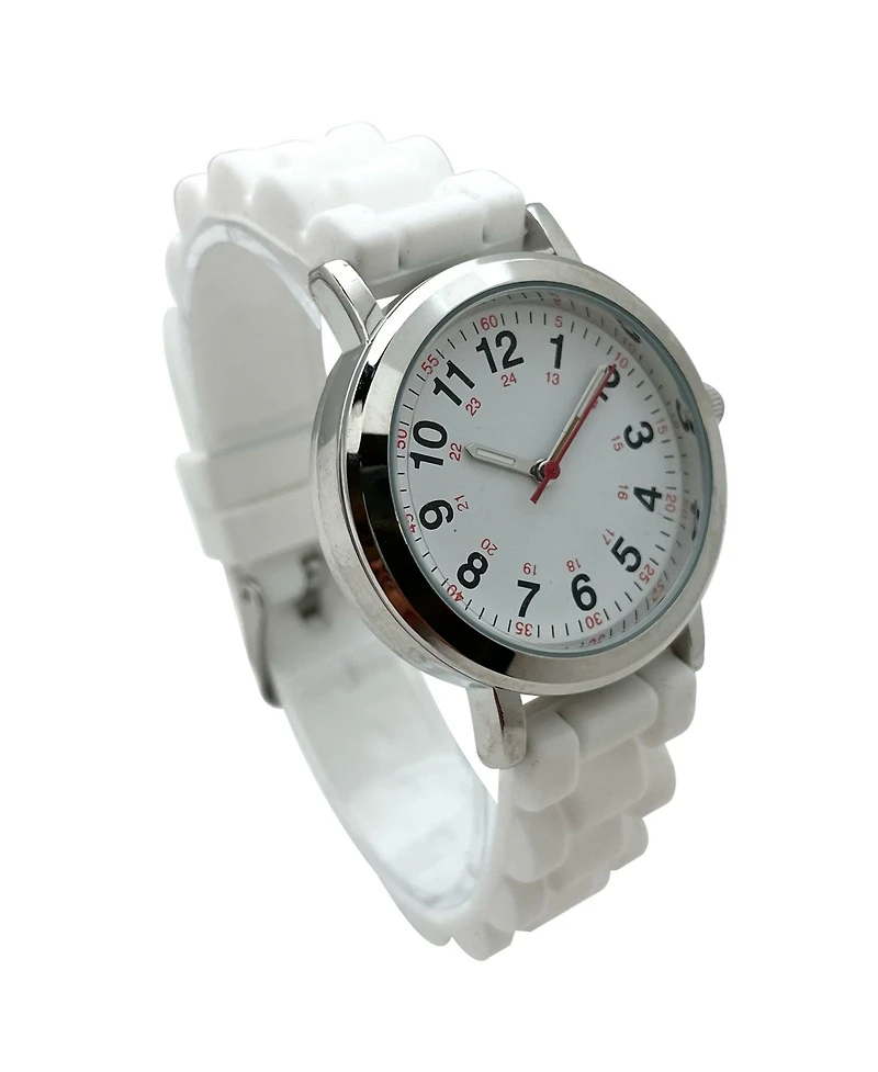 Olivia Pratt White Easy Read Medical Professionals Silicone Band Women Watch