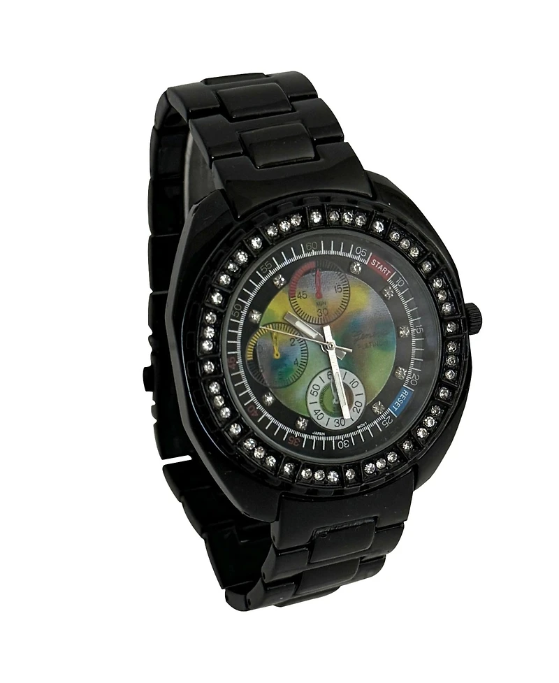 Olivia Pratt Black and Rhinestones Bezel Women Watch