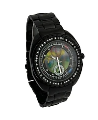 Olivia Pratt Black and Rhinestones Bezel Women Watch