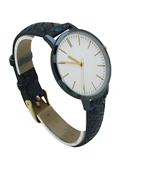 Olivia Pratt Blue Snake Print Leather Strap Watch