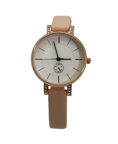 Olivia Pratt Beige Faux Leather Small Face Chronograph Women Watch