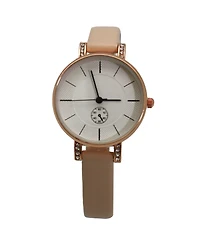 Olivia Pratt Beige Faux Leather Small Face Chronograph Women Watch