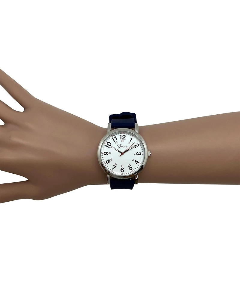 Olivia Pratt Navy Easy-Read Nurse Watch with Silicone Band Women Watch